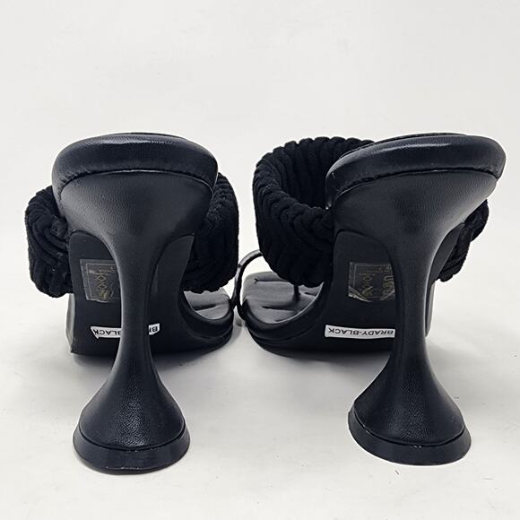 Azalea Wang Heels Women 7 Brady Black Braided Strap Square Heel Toe Post EUC - Picture 6 of 10